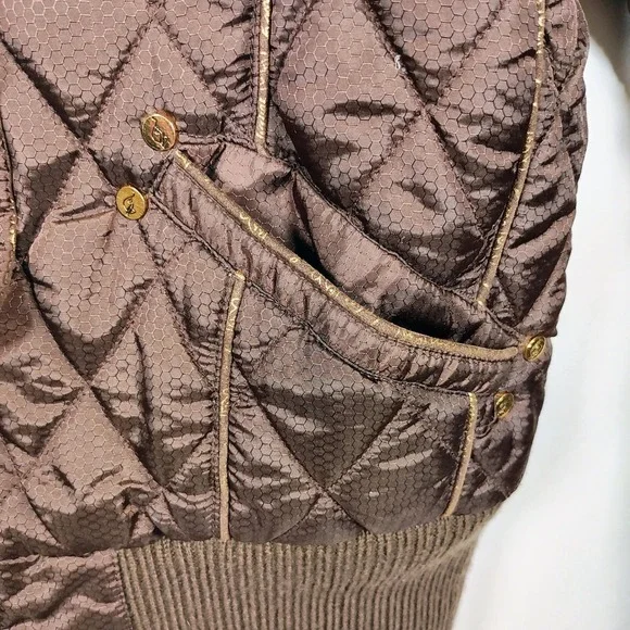 Baby Phat Women's Full Zipper Medium Puffer Brown Winter Jacket - Picture 7 of 16